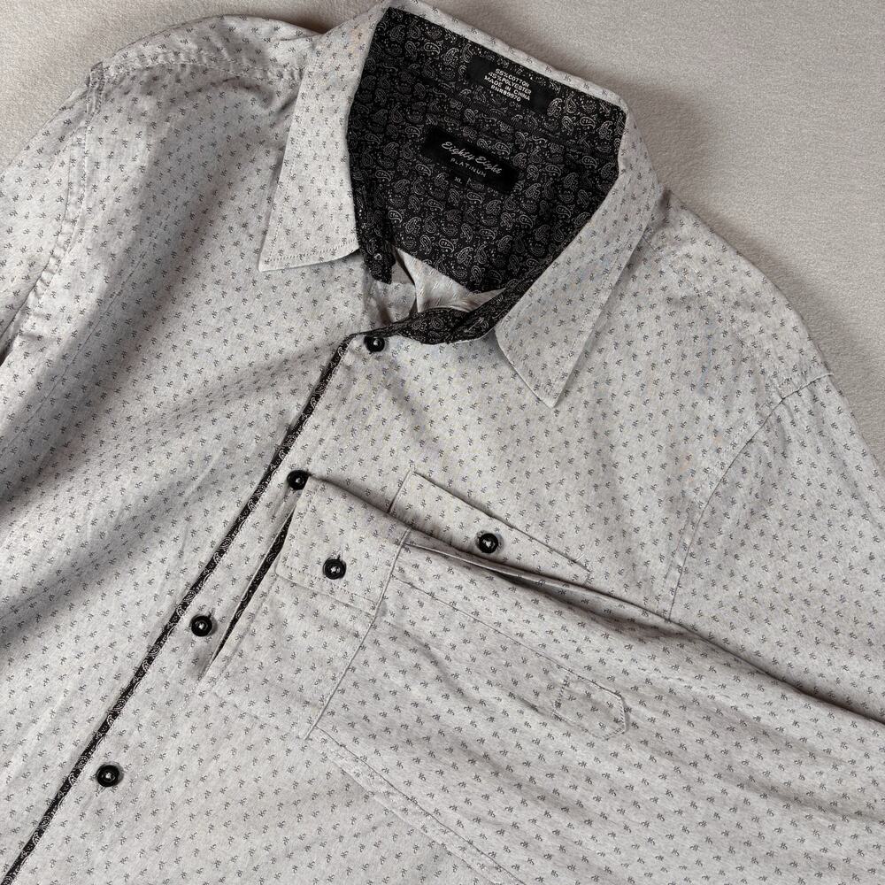 Eighty Eight Platinum Men's XL White Polka Dot Contrast Trim Button Up Shirt